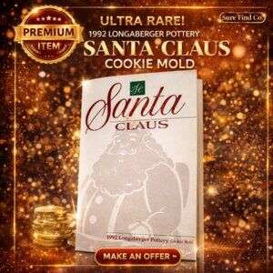 1992 NEW INBOX Longaberger Pottery Cookie Mold Santa Claus Christmas Vintage
